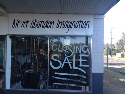 Never Abandon Imagination sign on shop closing down.jpg